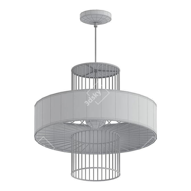 Elegant Amber Glass Hanging Lamp 3D model image 2