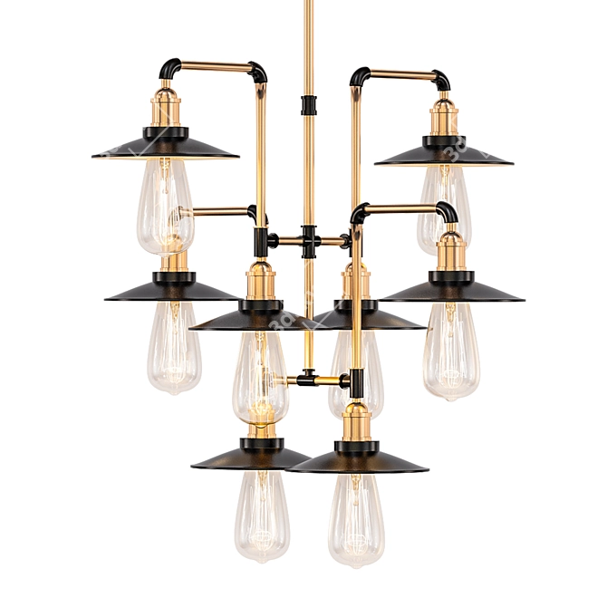 Bronze Industrial Pendant Chandelier 3D model image 1