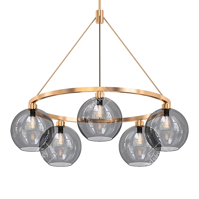 Elegant Solitaire Gray Chandelier 3D model image 1