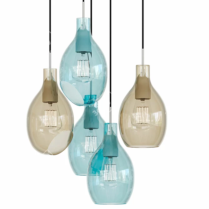 Elegant Glass Pendant Lamp 3D model image 1