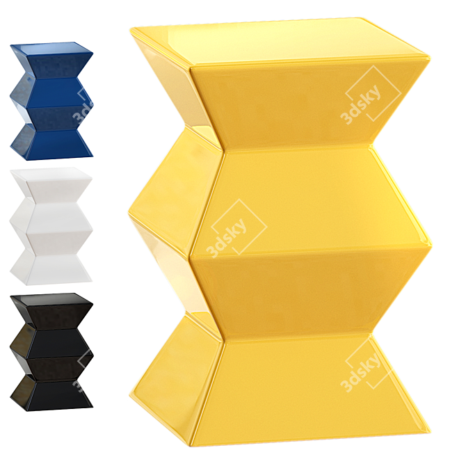 Zigzag Yellow Garden Stool: Stylish and Functional 3D model image 1