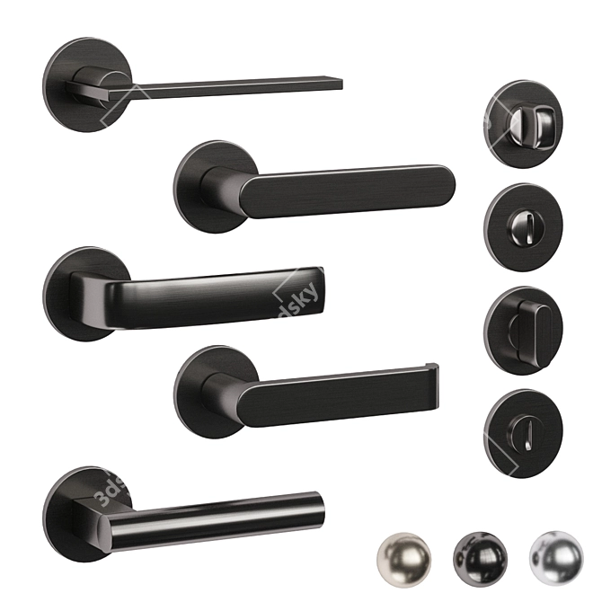 Olivari Door Handles Collection: Open, Icona, Diva 3D model image 5