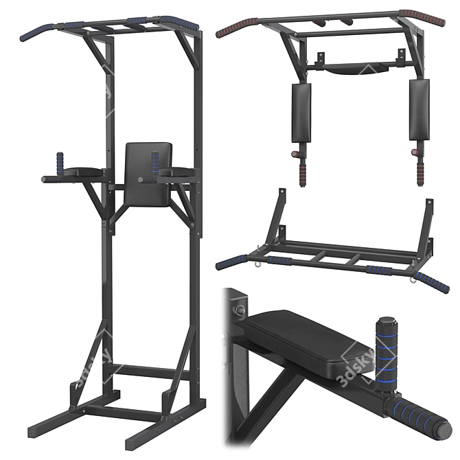 Versatile Home Gym Set - Wall Horizontal Bar, 3-in-1 Horizontal Bar, and Full Horizontal Bar Press 3D model image 1