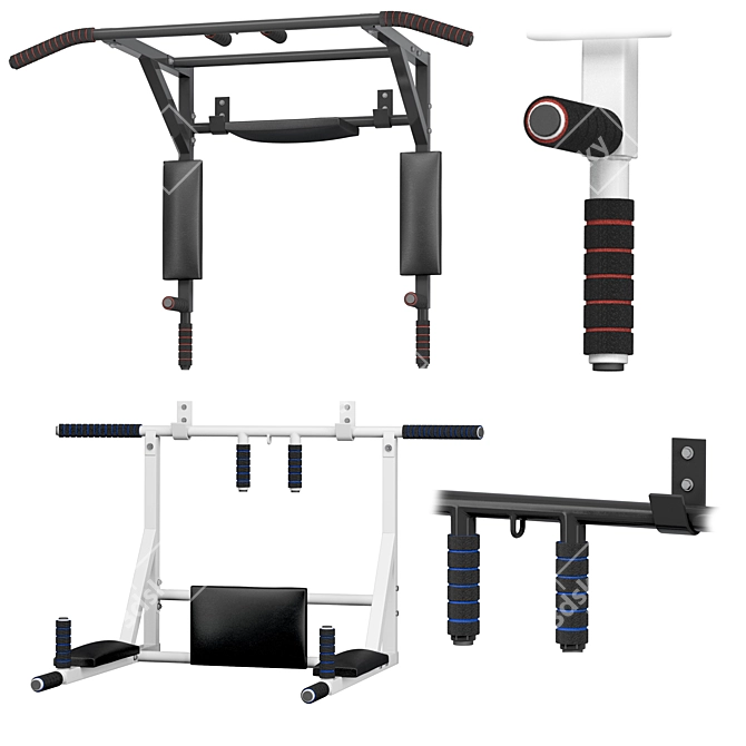 Versatile Home Gym Set - Wall Horizontal Bar, 3-in-1 Horizontal Bar, and Full Horizontal Bar Press 3D model image 4