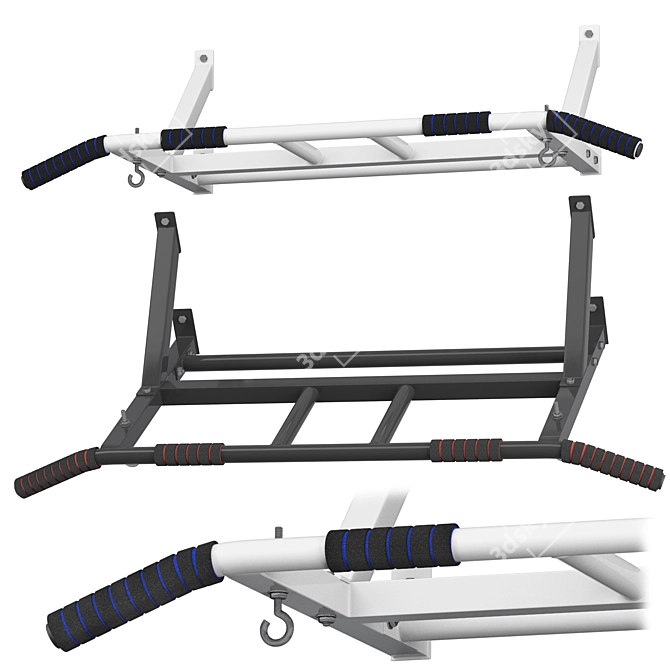 Versatile Home Gym Set - Wall Horizontal Bar, 3-in-1 Horizontal Bar, and Full Horizontal Bar Press 3D model image 5