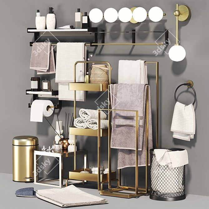 Contemporary Bathroom Accessory Set 3D model image 2