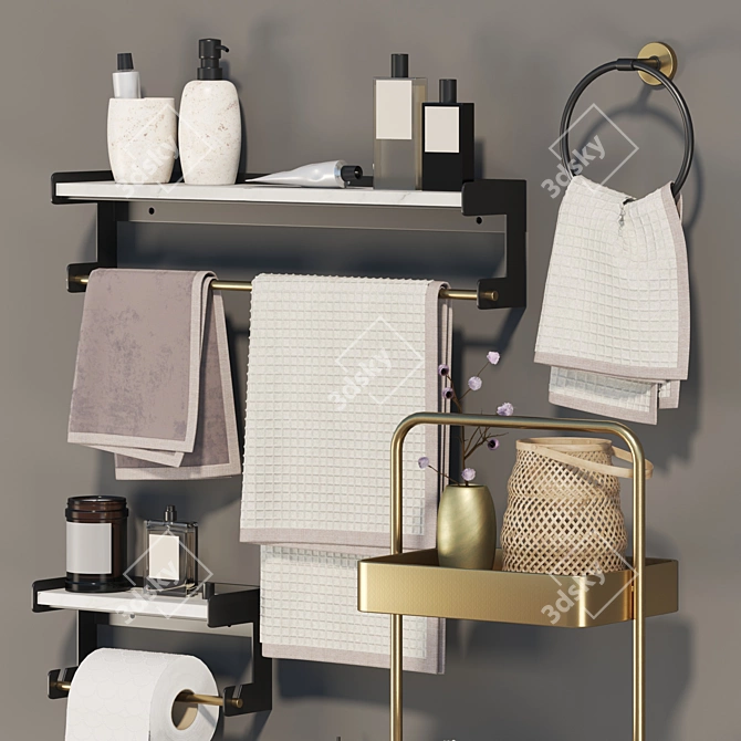 Contemporary Bathroom Accessory Set 3D model image 14