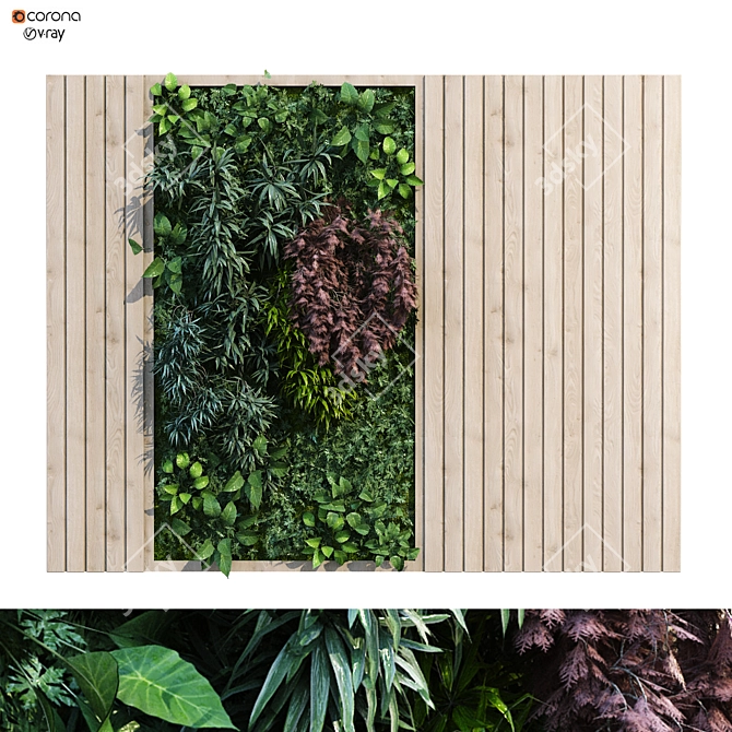 Greenwall Set 201 - Versatile, Stylish, and Eco-friendly Wall Decor 3D model image 1