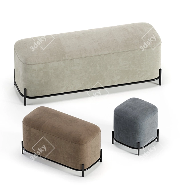 Modern Pawai Pouf Set 3D model image 2