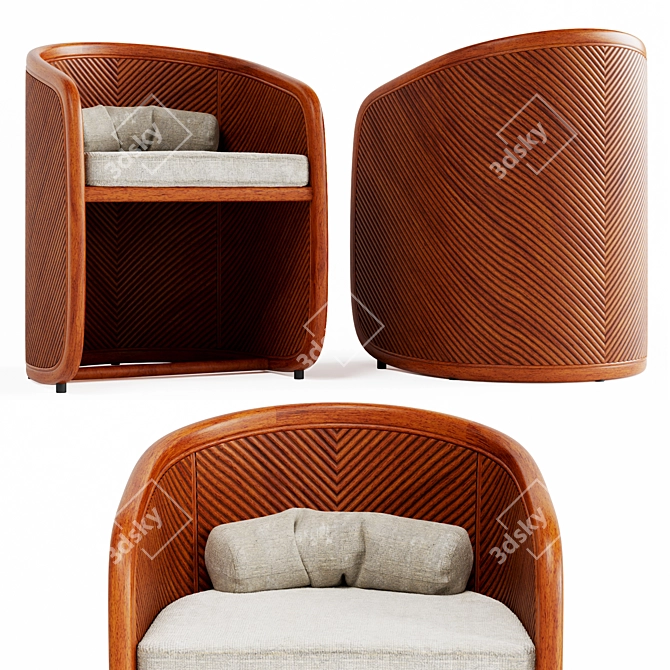 Beldock Designed Rattan Dining Chair 3D model image 2