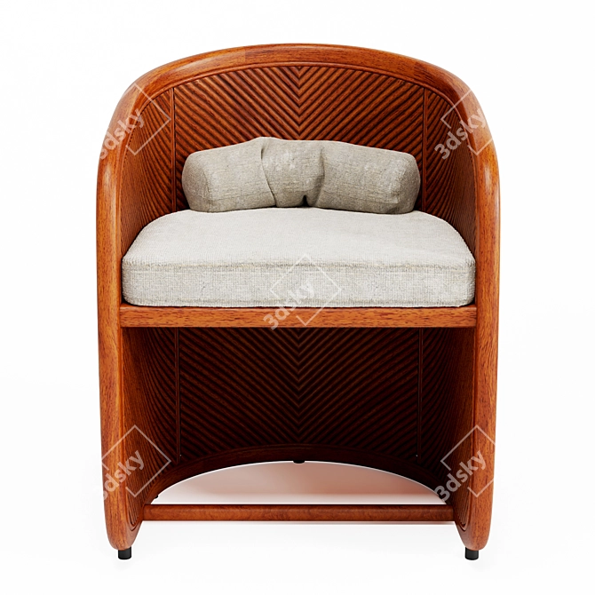 Beldock Designed Rattan Dining Chair 3D model image 4