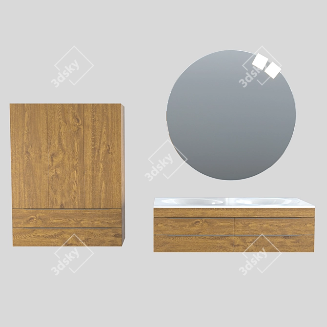 Luxury Round Illuminated Mirror 3D model image 1