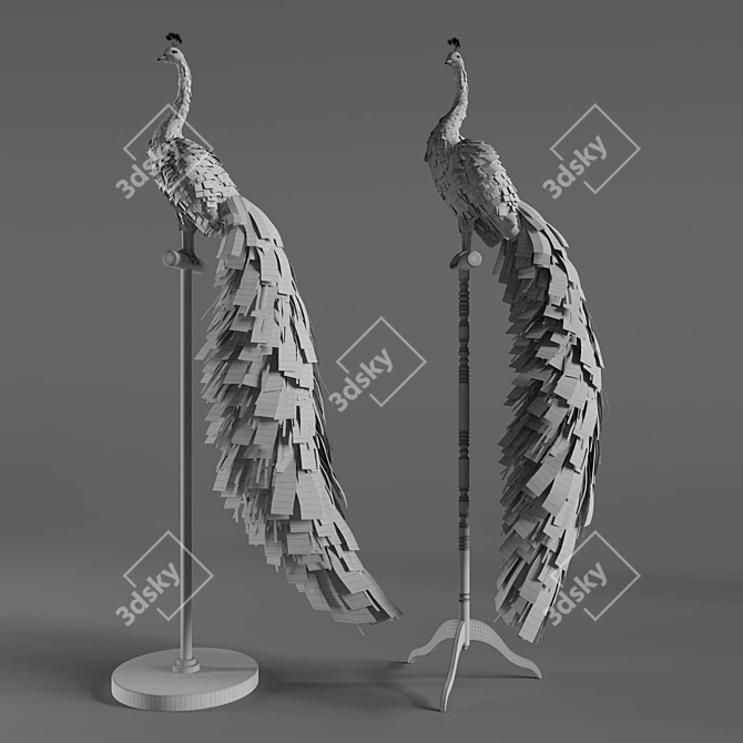 Elegant White Peacock Decoration 3D model image 4