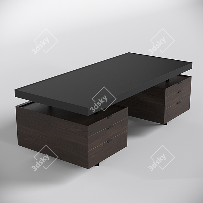 Bourgeois Executive Walnut Desk 3D model image 3