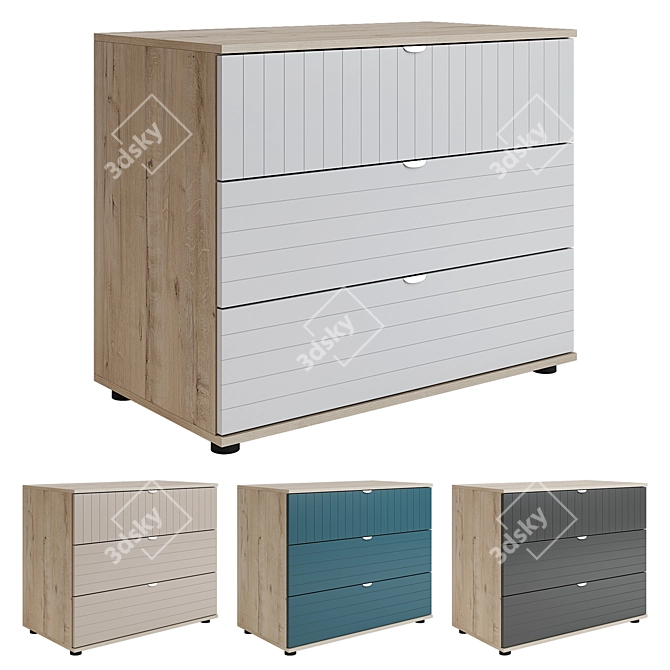 Mont Blanc-3 Chest of Drawers: Elegant Storage Solution 3D model image 1