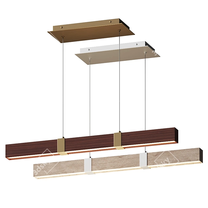 Modern Linear LED Suspension Light 3D model image 2