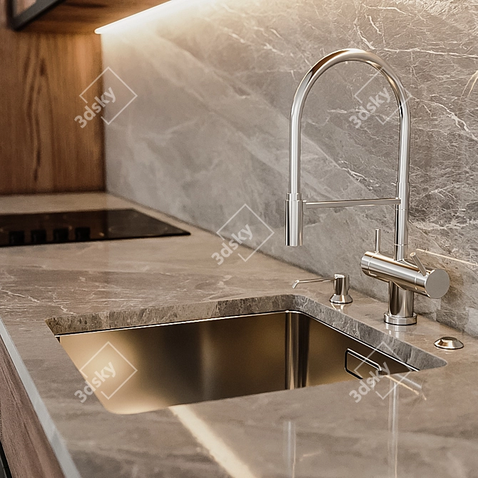 Modern55: Customizable Kitchen Design 3D model image 2