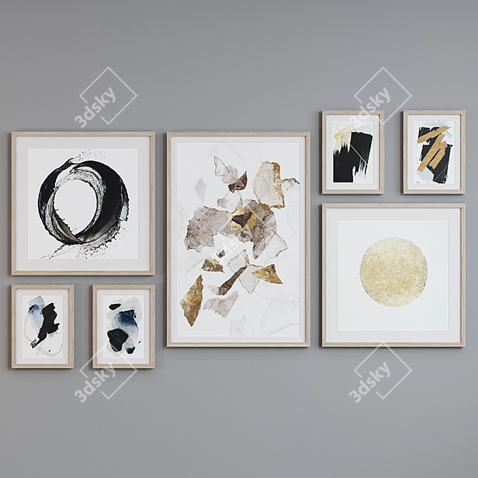 Modern Abstract Picture Frame Set 3D model image 3