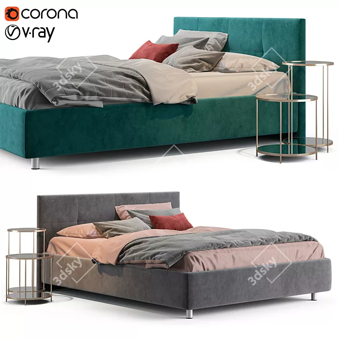 Elegant Askona Vanessa Bed 3D model image 1