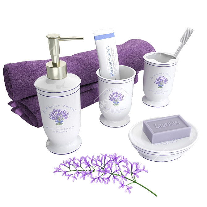 Lavender Bliss: Bathroom Decor Set 3D model image 7