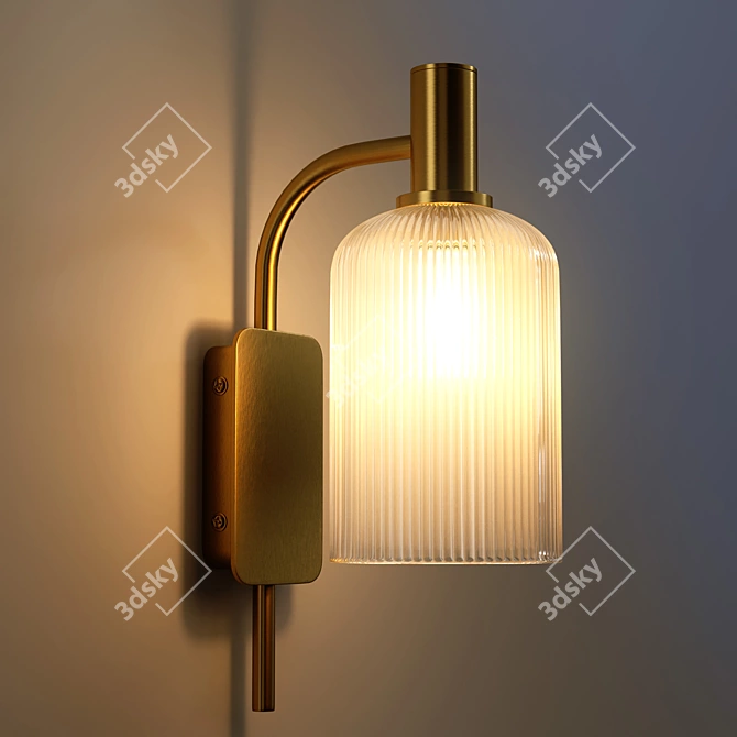 Brass and Fluted Glass Wall Lamp 3D model image 3