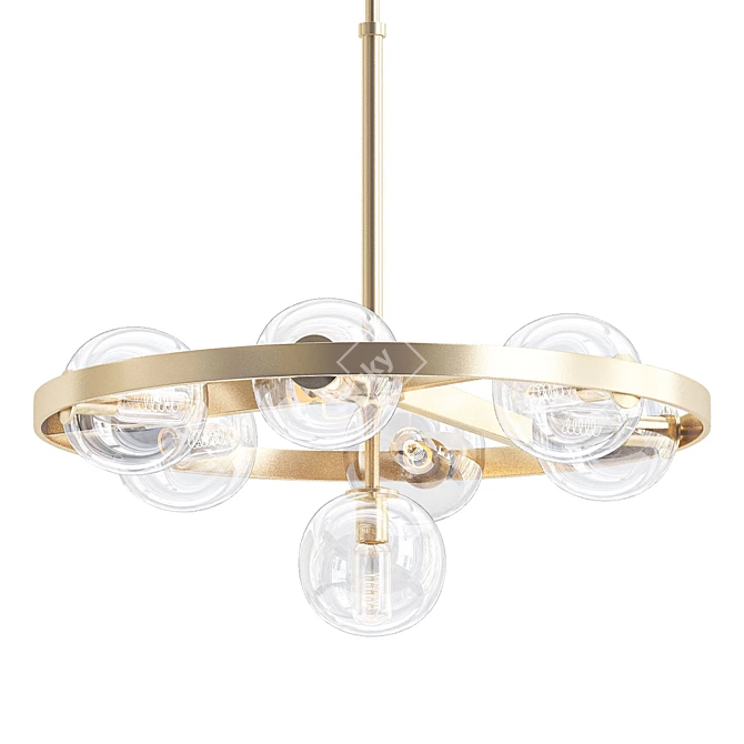 Courcelette Chrome Chandelier: Elegant Seven-Light Fixture 3D model image 1
