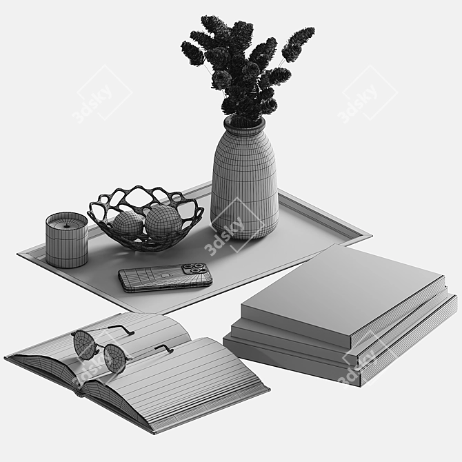 Modern Style Decorative Coffee Table Set 3D model image 2