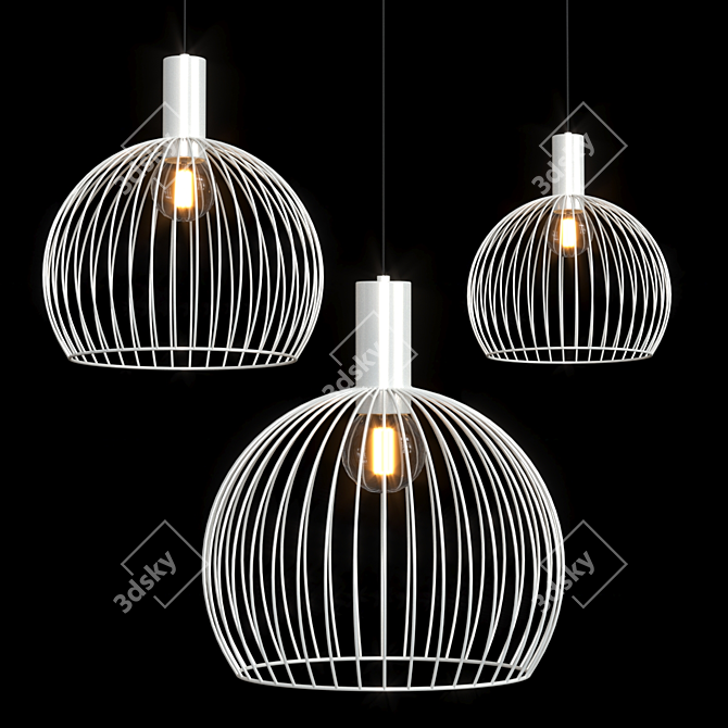 Minimalist Steel Rod Globe Pendant 3D model image 3