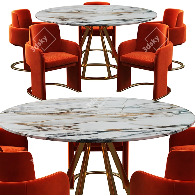 Modern ODISSEIA Chair with MITOS Table Set 3D model image 1