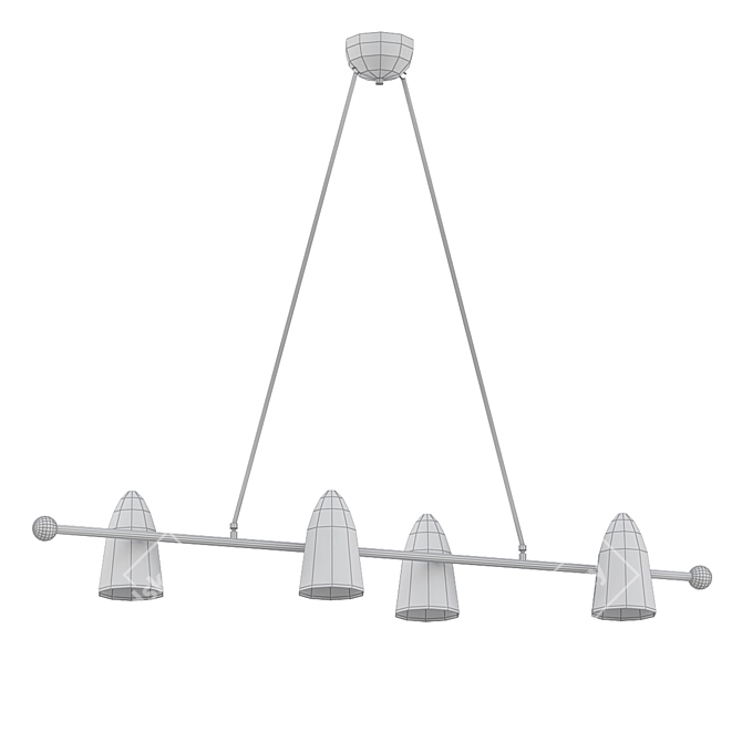 Elegant Black & Cream Chandelier 3D model image 2