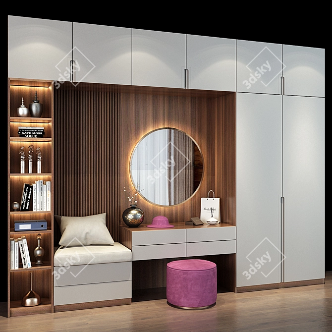 Sleek Hallway Storage Set 3D model image 3