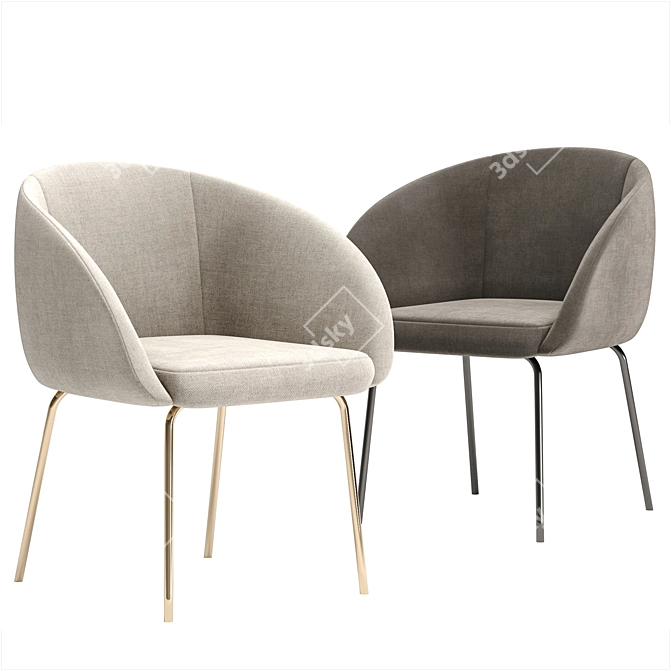 Elegant Avalon Boucle Dining Set 3D model image 3