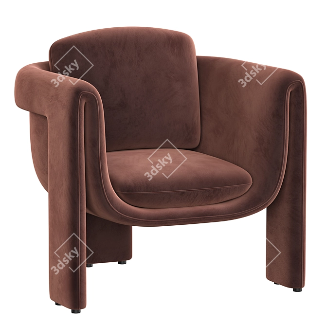 Luxurious Floria Velvet Chair 3D model image 1