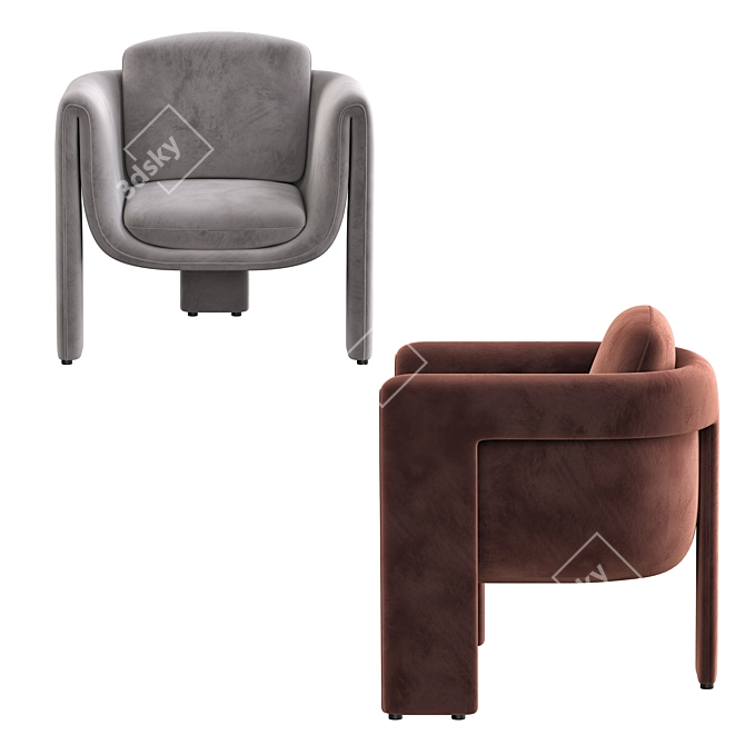Luxurious Floria Velvet Chair 3D model image 3