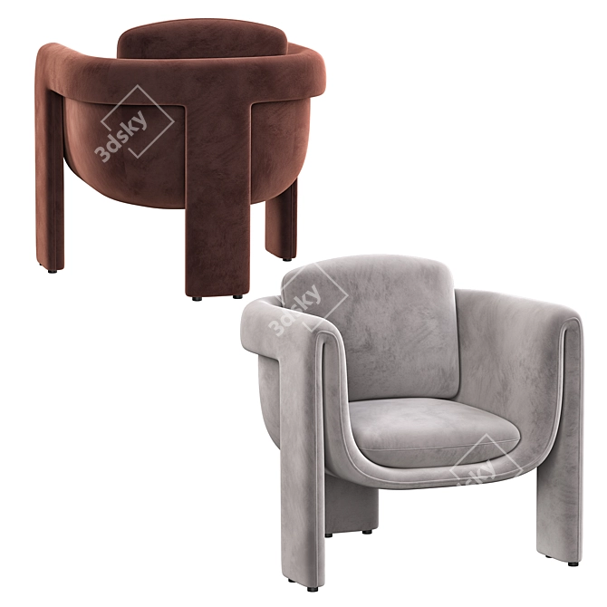 Luxurious Floria Velvet Chair 3D model image 4