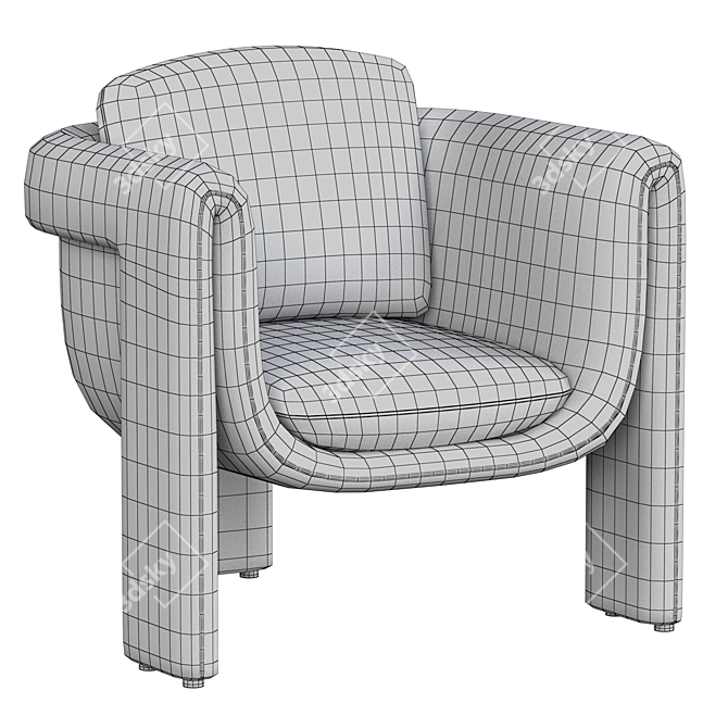 Luxurious Floria Velvet Chair 3D model image 5