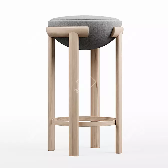 Numbered Edition Carrousel Oak Bar Stool 3D model image 1