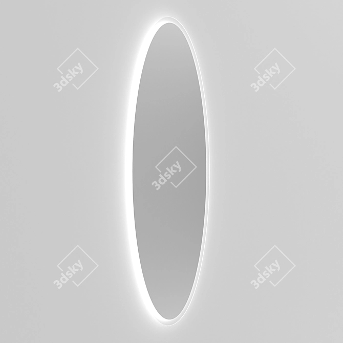 Illuminated OM Oval Mirror: Frameless Elegance 3D model image 2