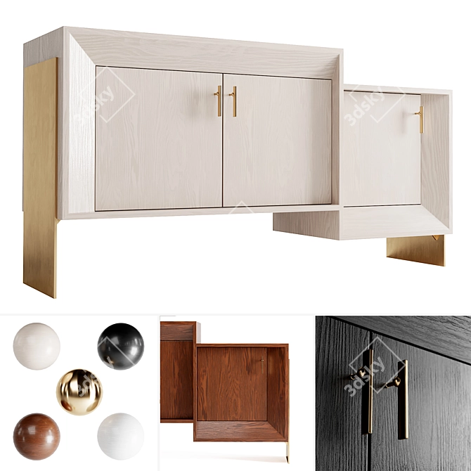 Kelly Wearstler Davana Credenza: 4 Materials 3D model image 1