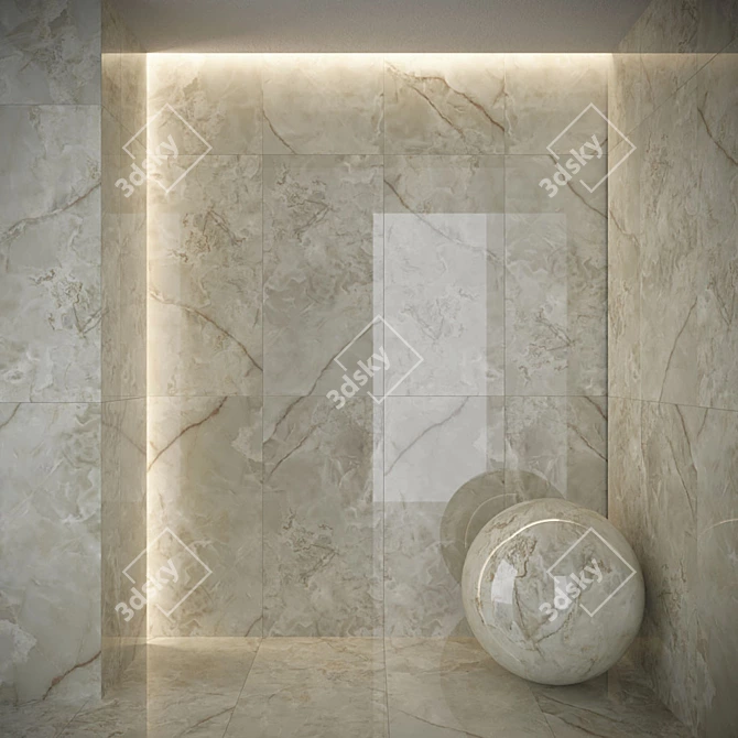 Persey Khaki Glossy Floor/Wall Tile 3D model image 2