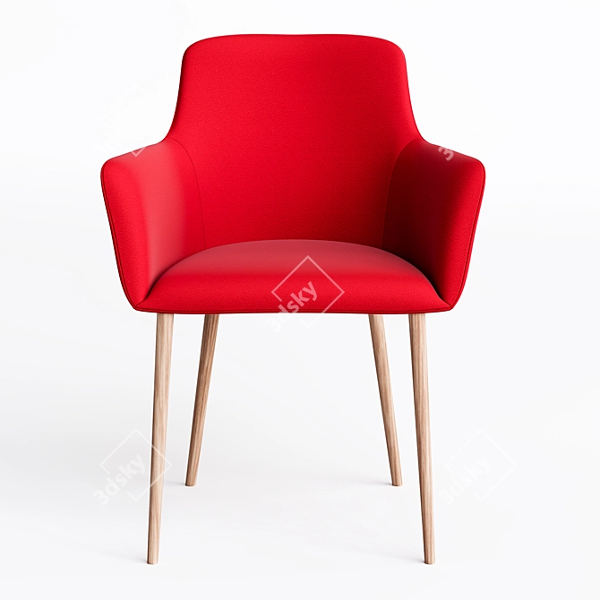 City Office Chair: Fabric & Wood Legs 3D model image 2