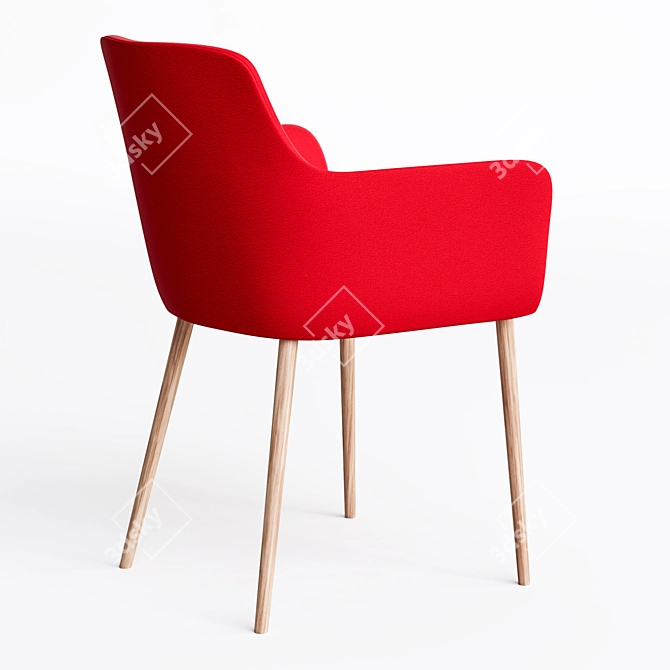 City Office Chair: Fabric & Wood Legs 3D model image 4