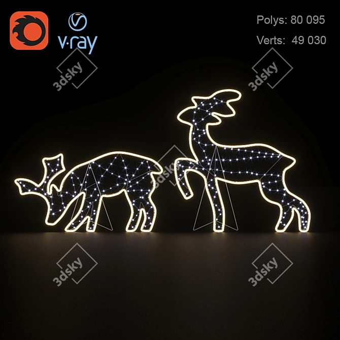  Illuminated LED Deer Figures 3D model image 1