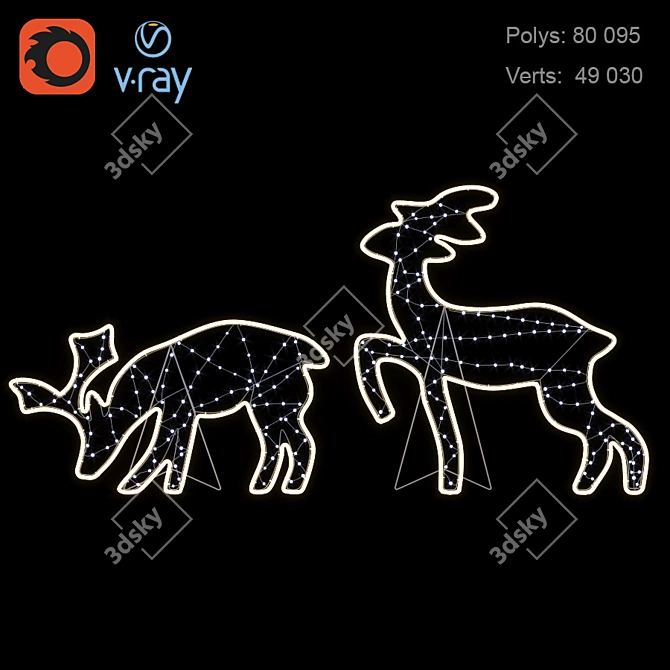  Illuminated LED Deer Figures 3D model image 10