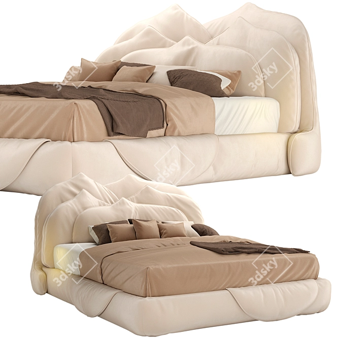 Elegant Rose Petal Bed 3D model image 1