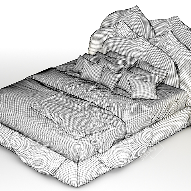 Elegant Rose Petal Bed 3D model image 5