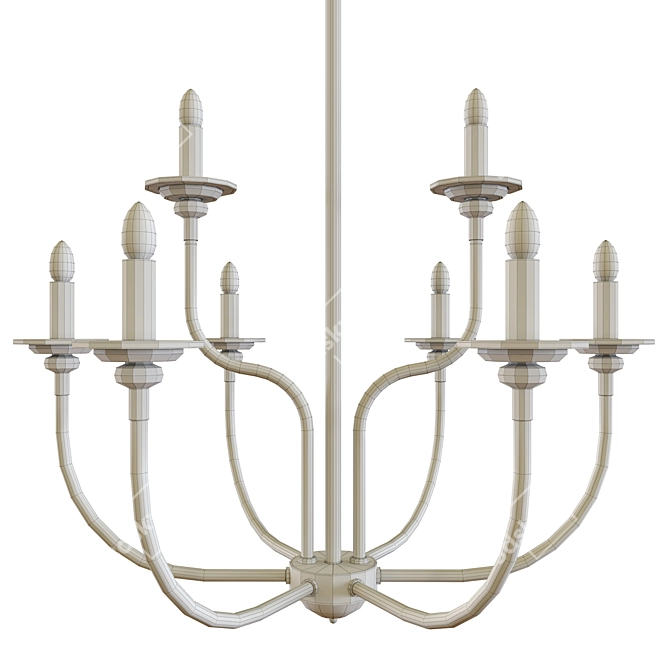 Sleek Black Metal Farmhouse Chandelier 3D model image 2