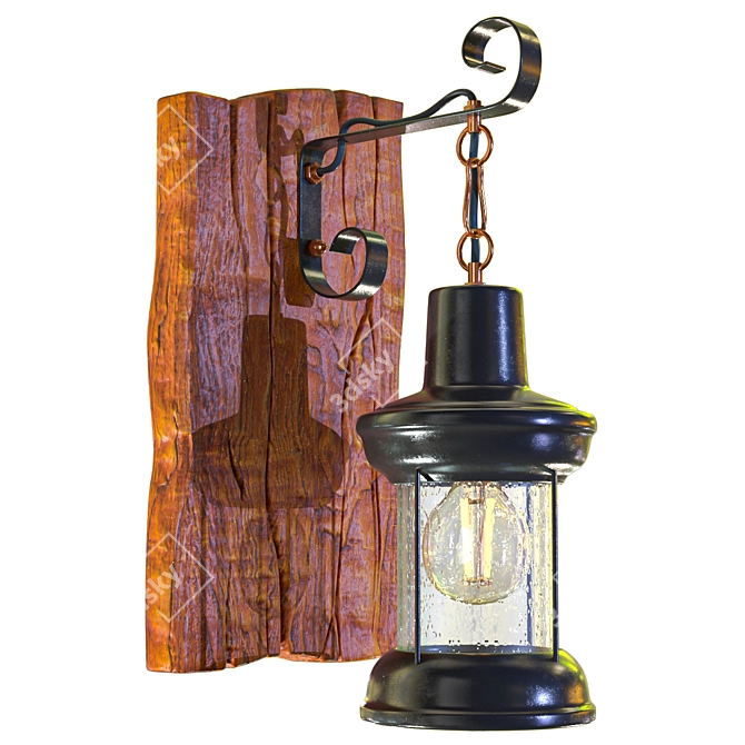 Vintage Black Metal Lantern Sconce 3D model image 1