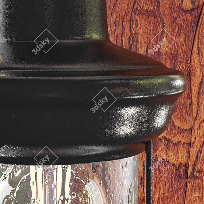 Vintage Black Metal Lantern Sconce 3D model image 3