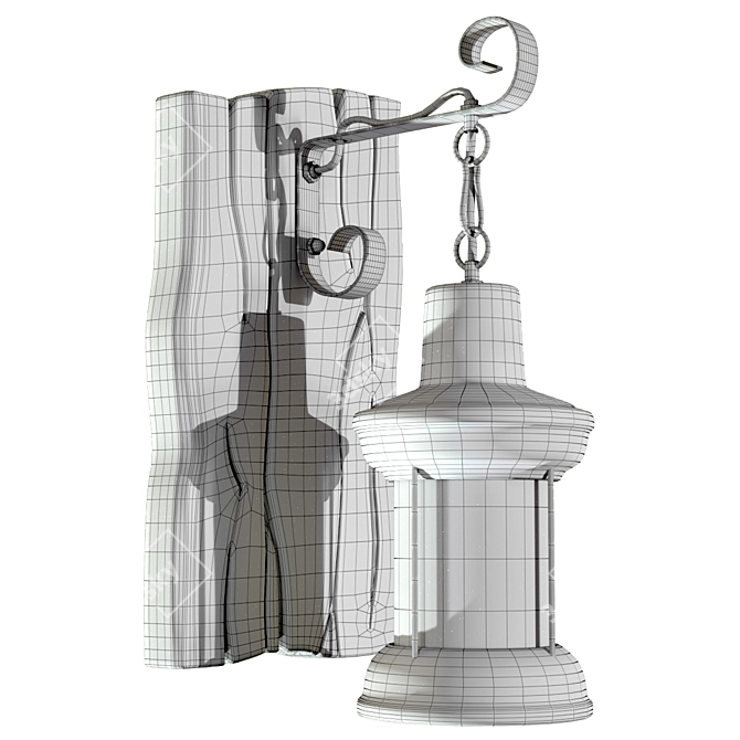 Vintage Black Metal Lantern Sconce 3D model image 4